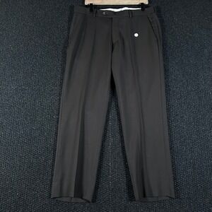 Ballin Super 120's Classic Men Dark Brown Flat Front Wool 100% Dress Pants Sz 34